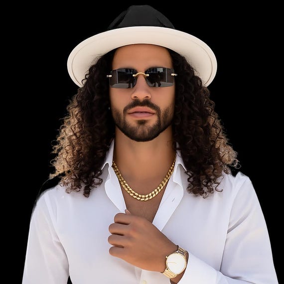 Luxe Rimless Sunglasses | Rectangle UV400 Unisex Gold Fashion Eyewear
