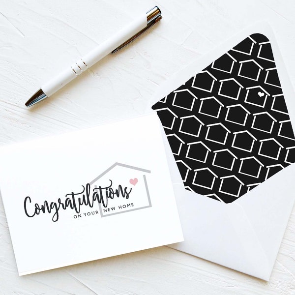 Congratulations on Your New Home | Real Estate Greeting Card | Realtor Note Cards | Large White House | SHELL Collection