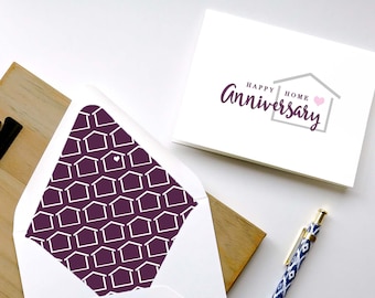 Real Estate Agent - Happy Home Anniversary Greeting Card - House with Heart Didot