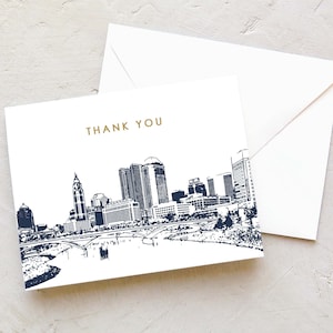 Columbus Skyline - Thank You Card - Columbus | Ohio - Note Cards | Personal Stationery