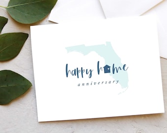 Florida Happy Home Anniversary Card Set - Realtor / Real Estate / Designer Cards - Geo Style - Blues