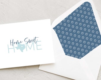 Home Sweet Home Texas Card Set of 10 - Texas Realtor | Designer | Real Estate - Geo Collection - Blues