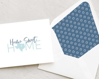 Texas Home Sweet Home Card Set of 10 - Texas Realtor | Designer | Real Estate - Geo Collection - Blues