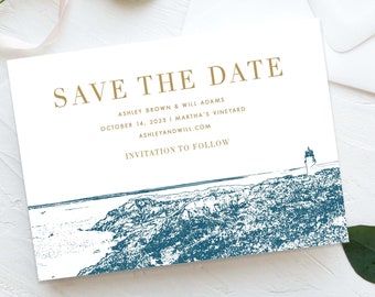 Coastal Wedding | Martha's Vineyard | Save the Date Cards - A7 Size - PRINTED