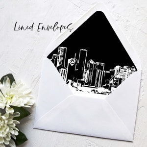 Houston Skyline Lined Envelopes - Invitations | Wedding - Multiple Colors Available