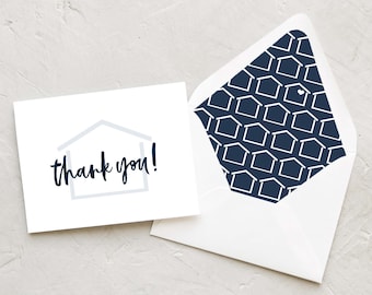 House Thank You | Real Estate, Realtor, Home Designer Note Cards | Sets of 10 | Thank You! Brush Stroke Collection
