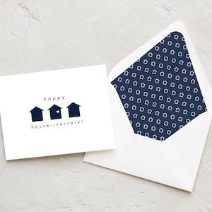 Happy House-iversary! - Real Estate Agent Home Anniversary Card - Realtor Note Sets of 10 - GEO Houses