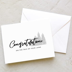 Home Builders | Real Estate Agent | Realtor Cards - Congratulations on the Sale of Your Land - Modern Script Black and White
