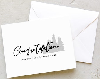 Real Estate Agent / Realtor Cards - Congratulations on the Sale of Your Land - Modern Script Black and White