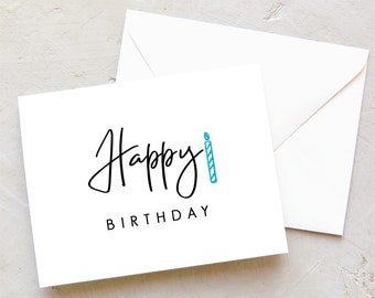 Happy Birthday Greeting Card BLANK INSIDE - Bulk Notecard Set - Birthday Candle