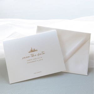 Chicago Skyline Save the Date Cards - A2 Size - Chicago Save the Date - Chicago Wedding - PRINTED