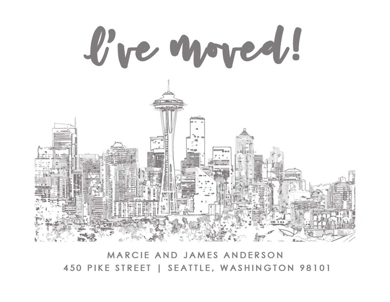 Change of Address Seattle Seattle Skyline Moving Etsy