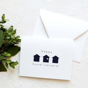 Happy House-iversary Real Estate Agent Home Anniversary Card Realtor Greeting Note Cards Sets of 10 Geo Houses image 2