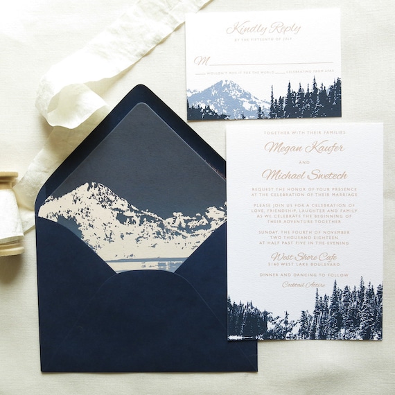 Invitations & Announcements Paper Outdoor Mountain Wedding Decor