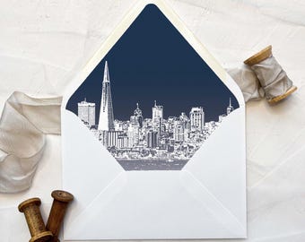 San Francisco Skyline - Lined Envelopes - Invitations | Wedding - Multiple Colors Available