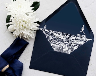 Washington DC Skyline - Lined Envelopes - Invitations | Wedding - Multiple Colors Available