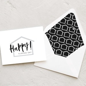 Happy Closing Day Real Estate Cards | Note Cards for Property Closings / Home Sales | Sets of 10 | Happy! Closing Brush Stroke Collection