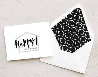 Happy Closing Day Real Estate Cards | Note Cards for Property Closings / Home Sales | Sets of 10 | Happy! Closing Brush Stroke Collection
