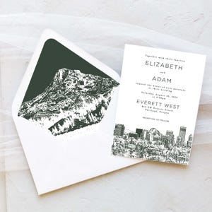 Portland Wedding Invitation Suite - Portland Skyline | Oregon Wedding - SAMPLE