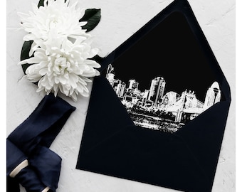 Cincinnati Skyline - Lined Envelopes - Invitations | Wedding