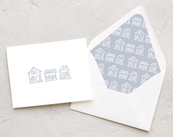 House Notecards | Realtor Stationery | All Occasion | Blank Inside | PRINTED | Set of 10 | Lined Envelopes | SKETCHED HOUSES