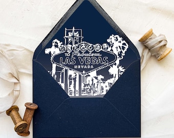 Las Vegas Lined Envelopes Perfect for Weddings and Invitations - Welcome Sign - Multiple Colors Available