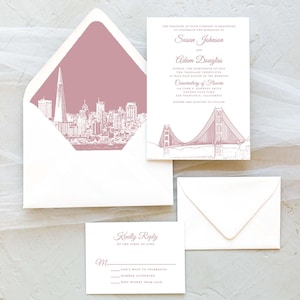San Francisco Skyline Wedding Invitation Suite - Golden Gate Bridge - Wedding Invites Printed - SAMPLE