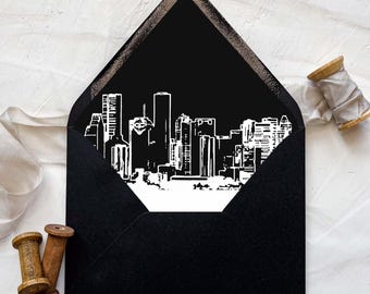 Houston Skyline Lined Envelopes - Invitations | Wedding - Multiple Colors Available