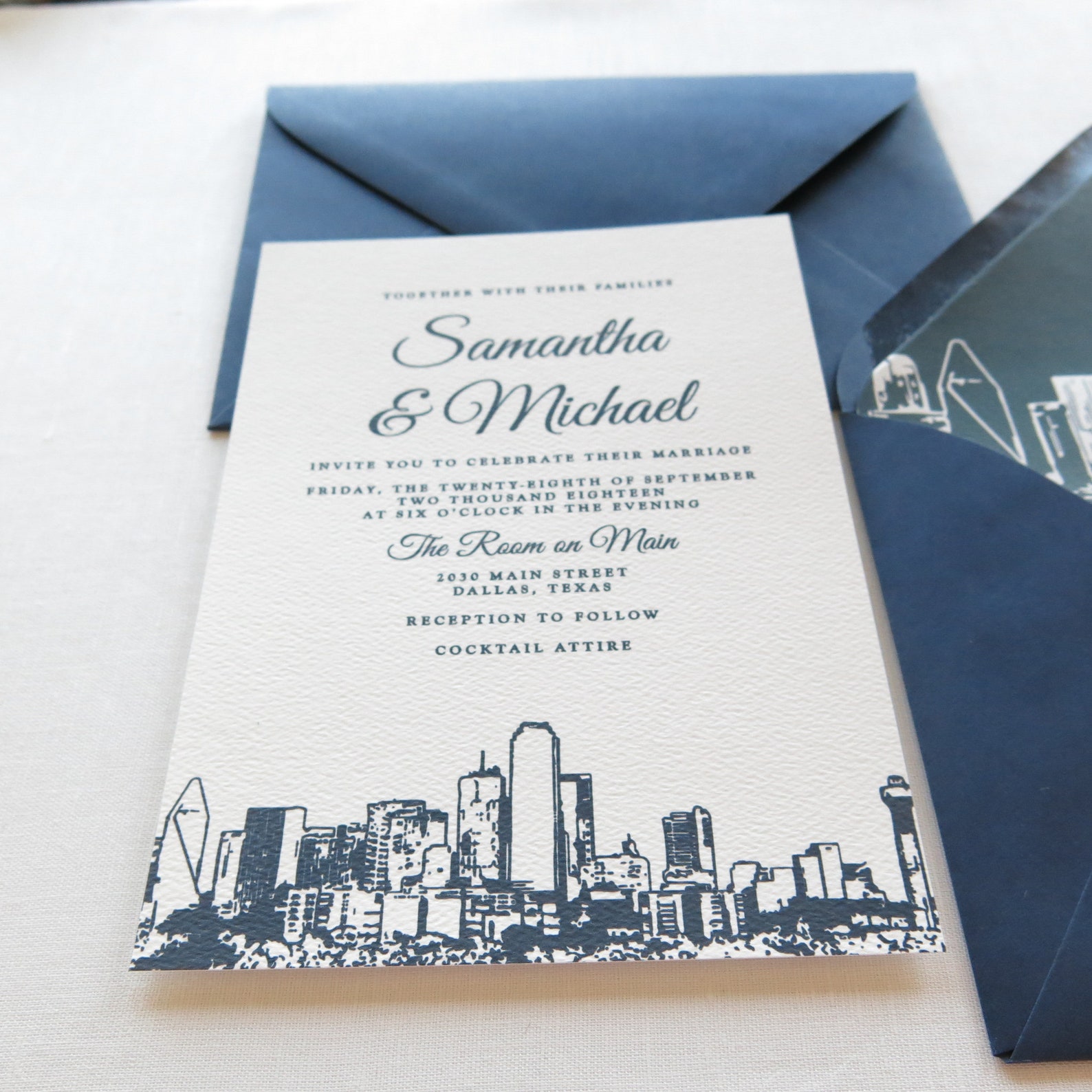 Dallas Wedding Invitation Suite Dallas Skyline / Texas Etsy
