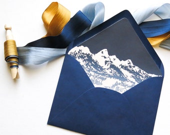Mountain Wedding - Lined Envelopes - Fits Size A7 Cards - Multiple Colors