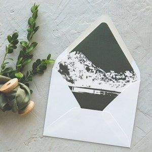 Mountain Thank You Card Mountain and Trees Note Card Set Hunter Green and Gold image 3