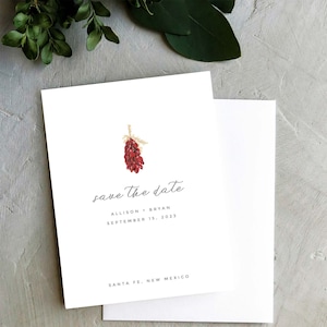 Santa Fe Save the Date Cards | Chili Ristras of New Mexico | Santa Fe Wedding | A2 Size PRINTED