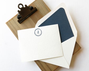 Monogram Stationery Set - Personal Stationery - Professional Stationery - Denim Note Cards - Dark Blue Denim