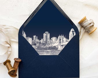 Cincinnati Skyline - Lined Envelopes - Invitations | Wedding