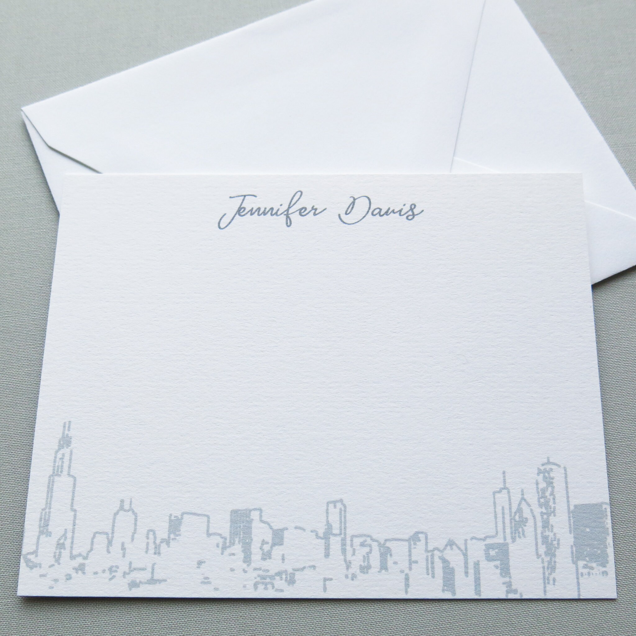 Chicago Skyline Personal Stationery Chicago City Note Etsy