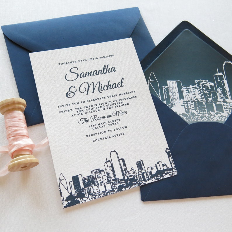 Dallas Wedding Invitation Suite Dallas Skyline / Texas Etsy