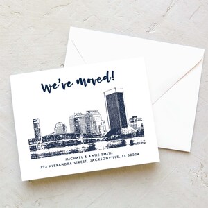 Jacksonville Moving Announcement - Jacksonville | Florida Skyline Change of Address - Moving Cards - Navy