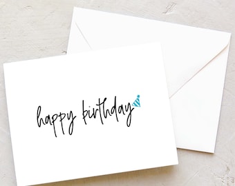 Happy Birthday Greeting Card BLANK Set of 10 Cards - Party Hat