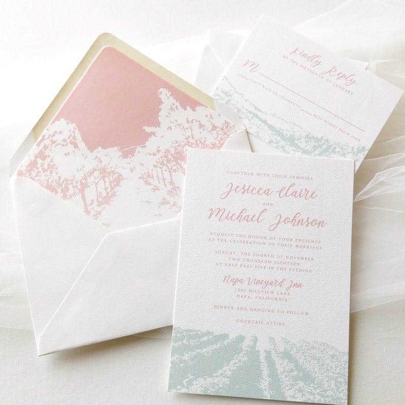 Winery Vineyard Wedding Invitation Suite Napa Valley Event Etsy