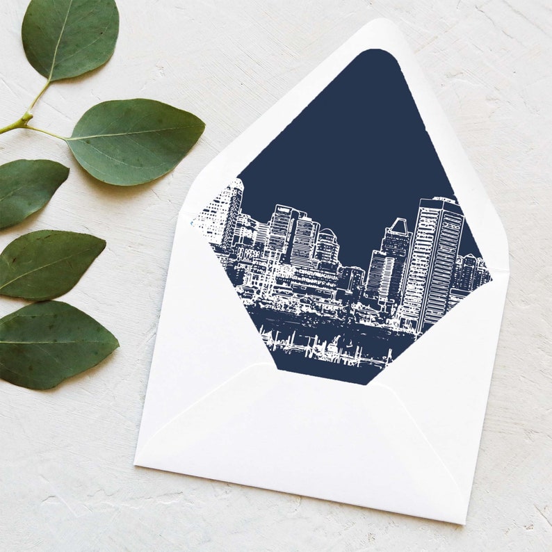 Baltimore Skyline Thank You Card Baltimore Maryland Note Cards Personal Stationery image 3