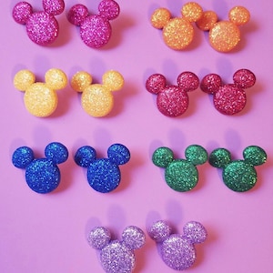 Glitter Mouse Head Earrings