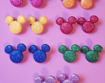 Glitter Mouse Head Earrings