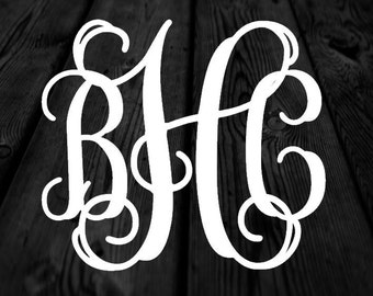 Vine Monogram Decal: Personalized Initials Car Sticker