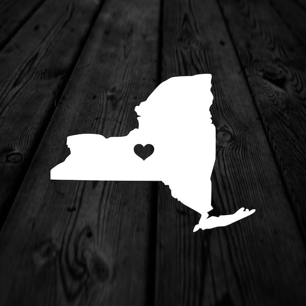 New York State with Heart Over Home Town Decal | Heart City State Decal | Any City Heart Decal | Car Sticker | Preppy Decal | 259