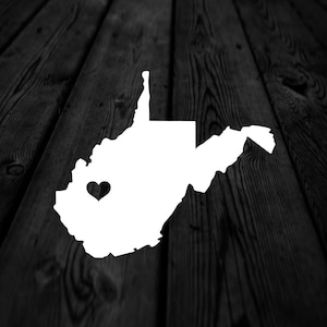 West Virginia State with Heart Over Home Town Decal | Heart City State Decal | Any City Heart Decal | Car Sticker | Preppy Decal | 275