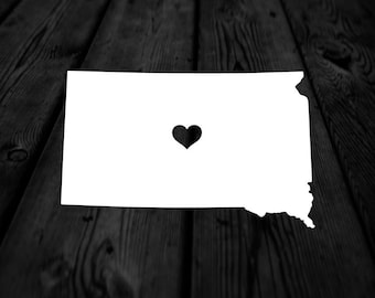 South Dakota State with Heart Over Home Town Decal | Heart City State Decal | Any City Heart Decal | Car Sticker | Preppy Decal | 268