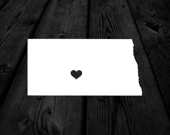 North Dakota State with Heart Over Home Town Decal | Heart City State Decal | Any City Heart Decal | Car Sticker | Preppy Decal | 261