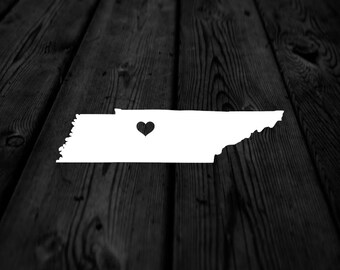 Tennessee State with Heart Over Home Town Decal | Heart City State Decal | Any City Heart Decal | Car Sticker | Preppy Decal | 269