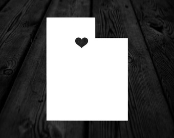 Utah State with Heart Over Home Town Decal | Heart City State Decal | Any City Heart Decal | Car Sticker | Preppy Decal | 271