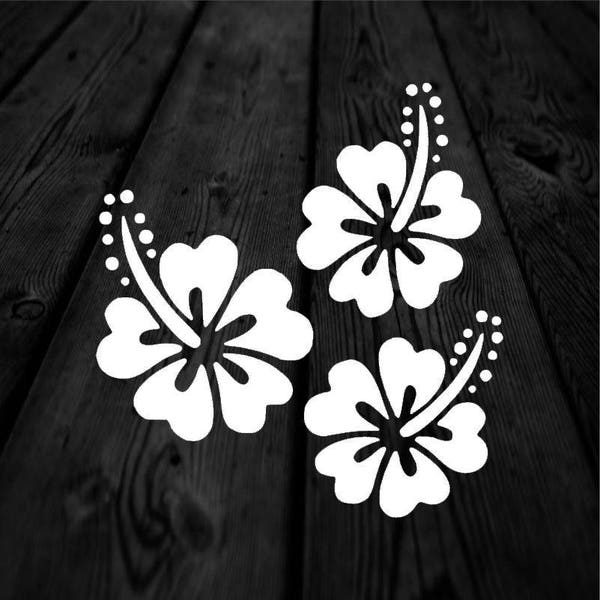 3 Piece Hibiscus Flowers Decal | Three Items Group Hawaiian Flower Sticker | Car Decal | Car Sticker | Great for your Car or YETI | 195